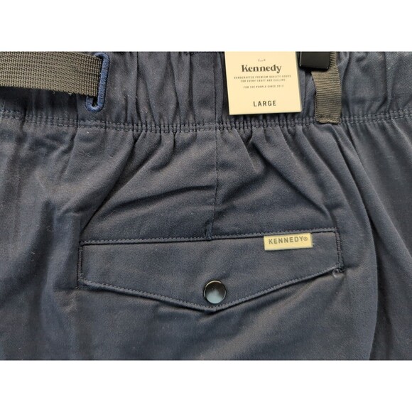 Kennedy Denim Co Belted Cargo Pants Drawstring Ankles Navy Blue NWT Size Large - Picture 14 of 15